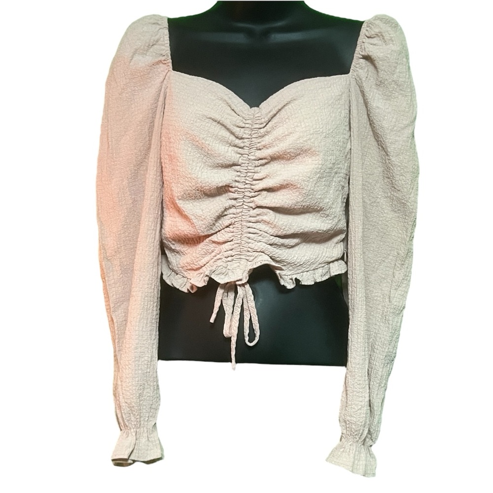 Forever 21 Pink Blush Ruched Puff Sleeve Top